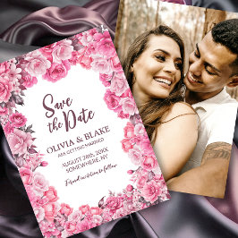 Custom Foto Pink Floral Wedding Save The Date