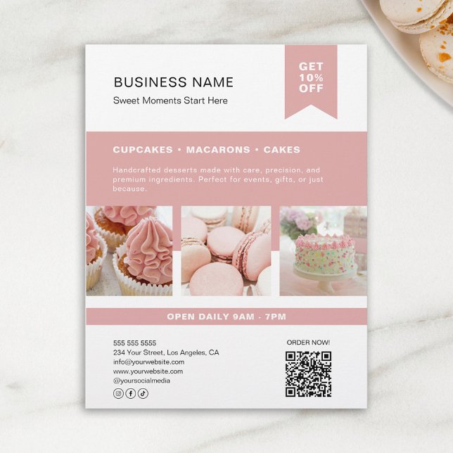 Custom Foto QR Bäckerei Flyer (Custom Photo QR Bakery Flyer)