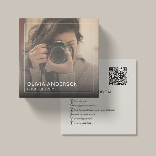 Custom Foto QR Code Social Media Quadratische Visitenkarte