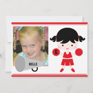 Custom Foto Red Cheerleader Birthday Einladung