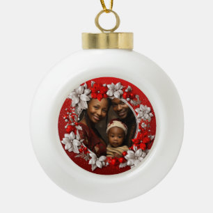 Custom Foto Red Christmas Keramik Kugel-Ornament