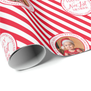 Custom Foto Red Nice List Mitglied Weihnachten Geschenkpapier