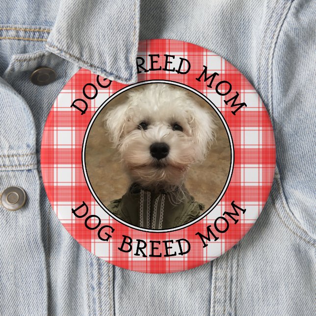 Custom Foto Red & White Country Bauernhof Kariert Button (Beispiel)