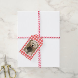 Custom Foto Red & White Country Bauernhof Kariert Geschenkanhänger