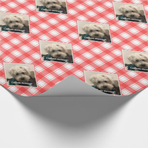 Custom Foto Red & White Country Bauernhof Kariert Geschenkpapier