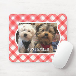 Custom Foto Red & White Country Bauernhof Kariert Mousepad