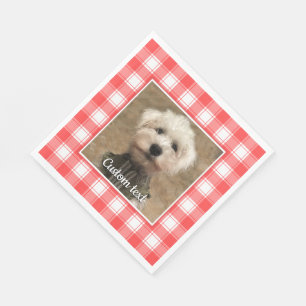 Custom Foto Red & White Country Bauernhof Kariert Serviette