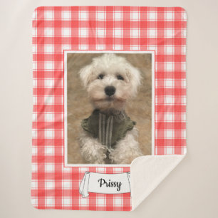 Custom Foto Red & White Country Bauernhof Kariert Sherpadecke