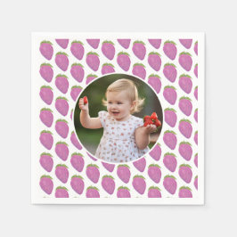 Custom Foto rosa Berry Erste Geburtstagsparty Serviette