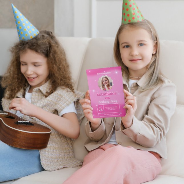 Custom Foto Rosa Hintergrund Geburtstagseinladung Einladung (Von Creator hochgeladen)