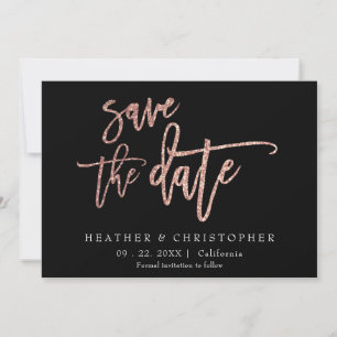 Custom Foto Rose Gold Glitzer Save the Date Card Einladung