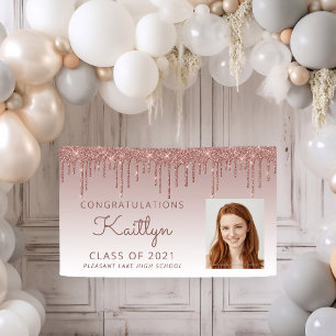 Custom Foto Rose Gold Glitzer Tropfen Abschluss Banner