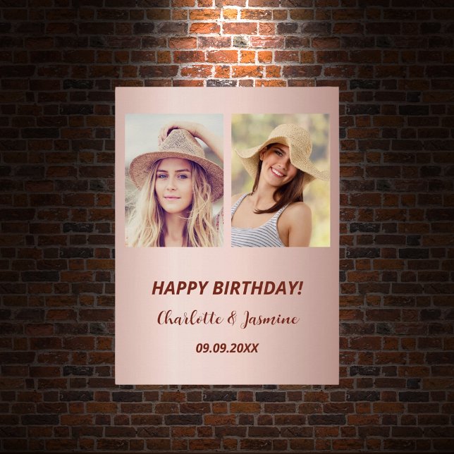 Custom Foto Rose Goldfreunde Geburtstag Poster (Von Creator hochgeladen)