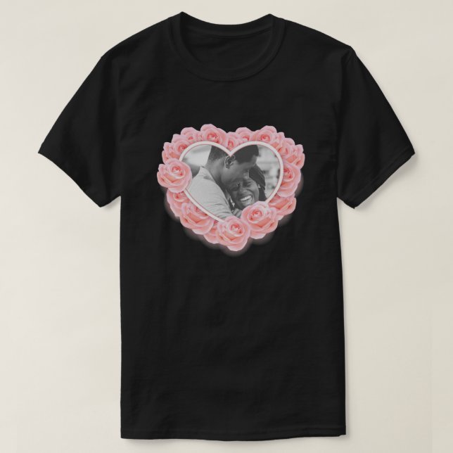 Custom Foto Rose Herz Valentine T - Shirt (Design vorne)
