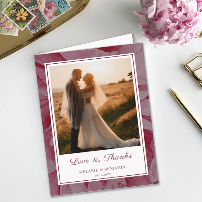 Custom Foto Rose Romantische Blume Dankeschön Kart Einladung (Custom Photo Rose Romantic Flower Thank You Card)