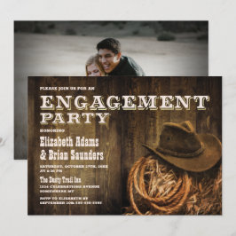 Custom Foto Rustic Wood Western Engagement Party Einladung