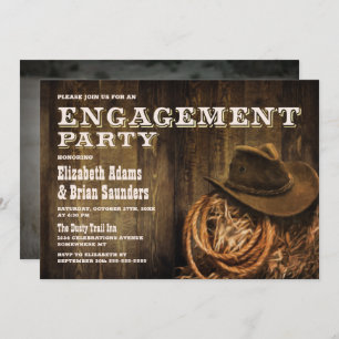 Custom Foto Rustic Wood Western Engagement Party Einladung