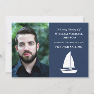 Custom Foto Sailboat Beerdigung Forever Segelboot Dankeskarte