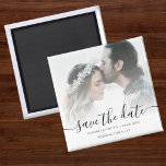 Custom Foto Save the Date Hochzeit Magnet<br><div class="desc">Benutzerdefiniertes Foto "Save the Date" Hochzeitsmagnet mit weißem Overlay.</div>