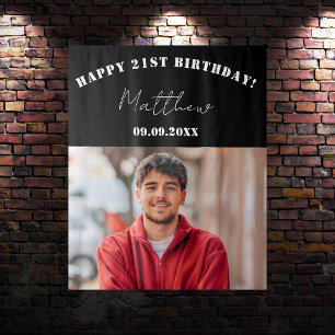 Custom Foto Schwarz-weiß moderne Typ Geburtstag Wandteppich