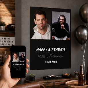 Custom Foto Schwarz-weiße Freunde Geburtstag Poster