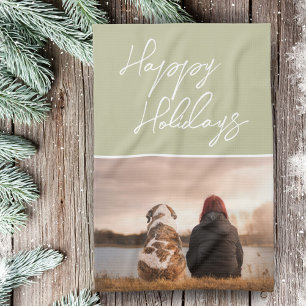 Custom Foto Script Family Friend Happy Holiday Geschirrtuch