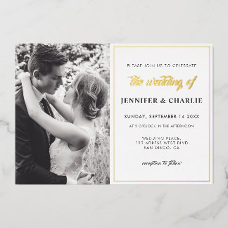 Custom Foto Script Real Foil Elegante Folieneinladung