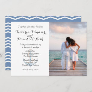 Custom Foto Sea Blue Beach Einladung zur Hochzeit