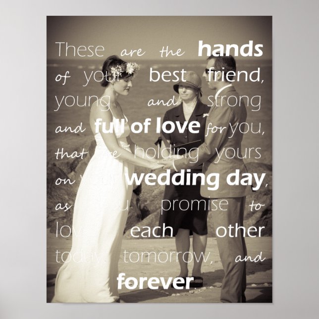 Custom Foto Segen der Hände Hochzeitssatz Poster (Vorne)