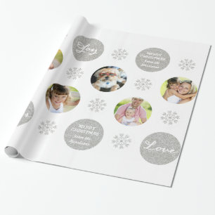 Custom Foto Silver Glitzer Look Geschenkartikel Geschenkpapier