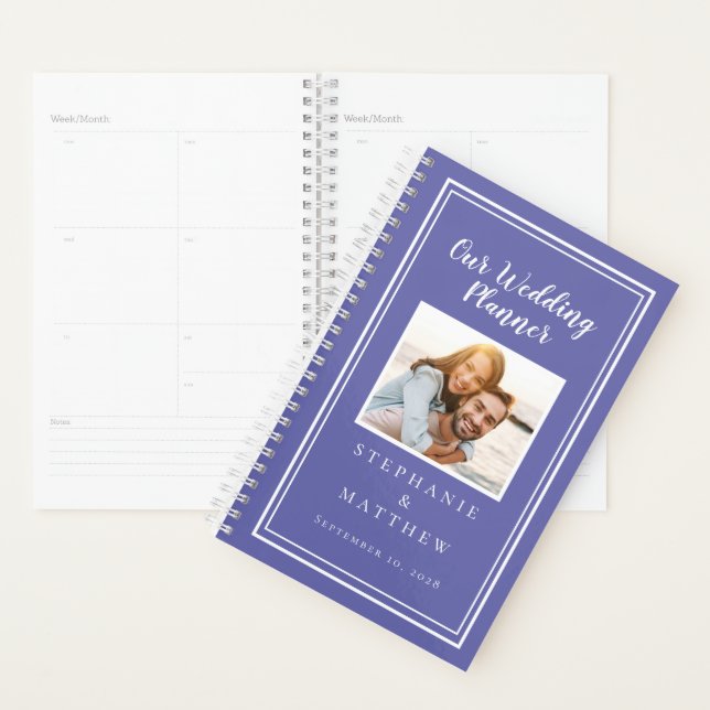 Custom Foto Simple Periwinkle Blue White Wedding Planer (Anzeige)