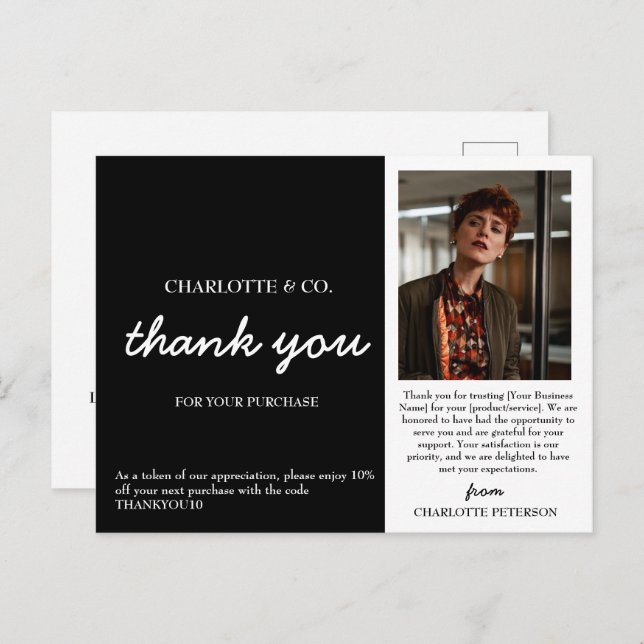 Custom Foto Small Business Vielen Dank Postkarte (Vorne/Hinten)