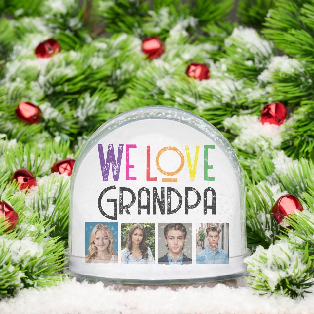 Custom Foto Snow Globe for GRANDPA - Regenbogentex Schneekugeln (Weihnachten)