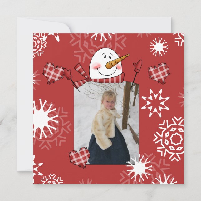 Custom Foto Snowman Holiday Grußkarte Feiertagskarte (Vorderseite)