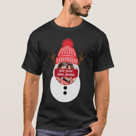 Custom Foto Snowman Weihnachts-T - Shirt