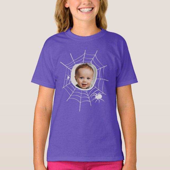 Custom Foto Spider Spinnennetze gruselig Spore T-Shirt (Vorderseite)