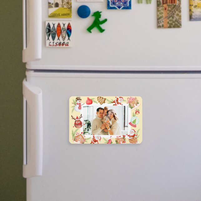 Custom Foto Sweet Santa Gingerbrot House Magnet (Custom Photo Sweet Santa Gingerbread House Magnet)