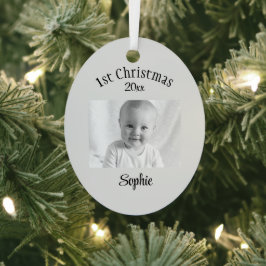 Custom Foto & Text Baby 1. Weihnachtsfeier Ornament Aus Metall