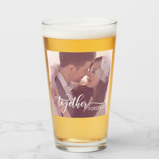 Custom Foto Together Forever Typografy Glass Cup Glas (Vorne (Gefüllt))