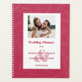 Custom Foto Trendy Magenta Red Wedding Monthly Planer