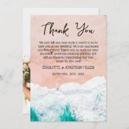 Custom Foto Tropical Coastal Beach Hochzeit Dankeskarte