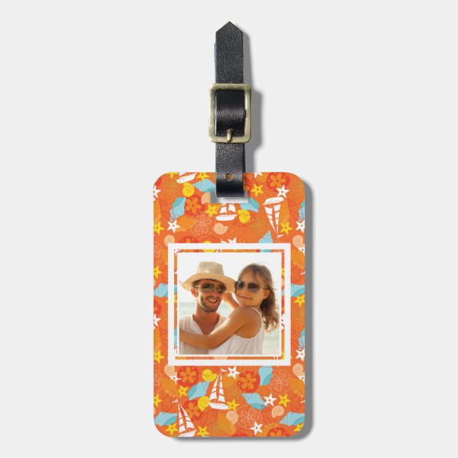 Custom Foto Tropical Sailboat Muster Gepäckanhänger (Vorderseite vertikal)