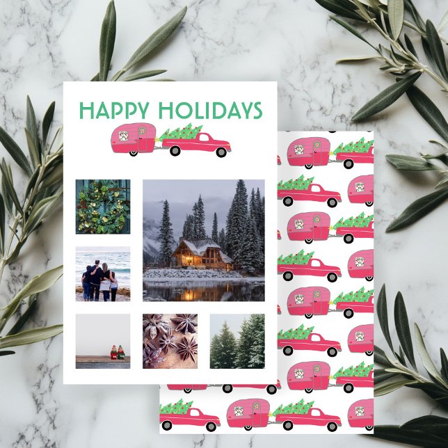 CUSTOM FOTO Truck Campingplatz Weihnachtskarte (CUSTOM PHOTOS grid  Truck Camper Trailer Christmas Card
)