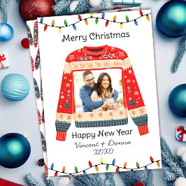 Custom Foto Ugly Christmas Sweater Feiertagskarte