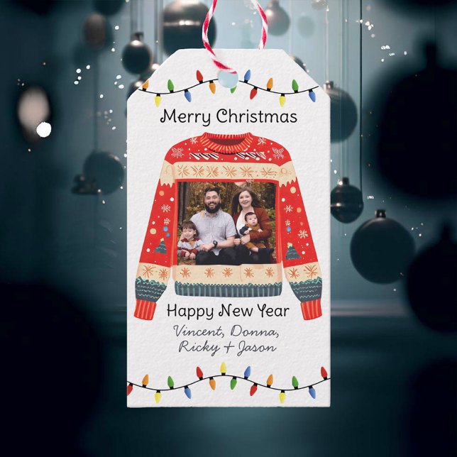 Custom Foto Ugly Christmas Sweater Geschenkanhänger (Von Creator hochgeladen)