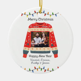 Custom Foto Ugly Christmas Sweater Keramik Ornament