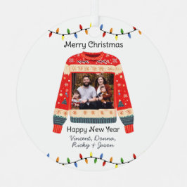 Custom Foto Ugly Christmas Sweater Ornament Aus Metall