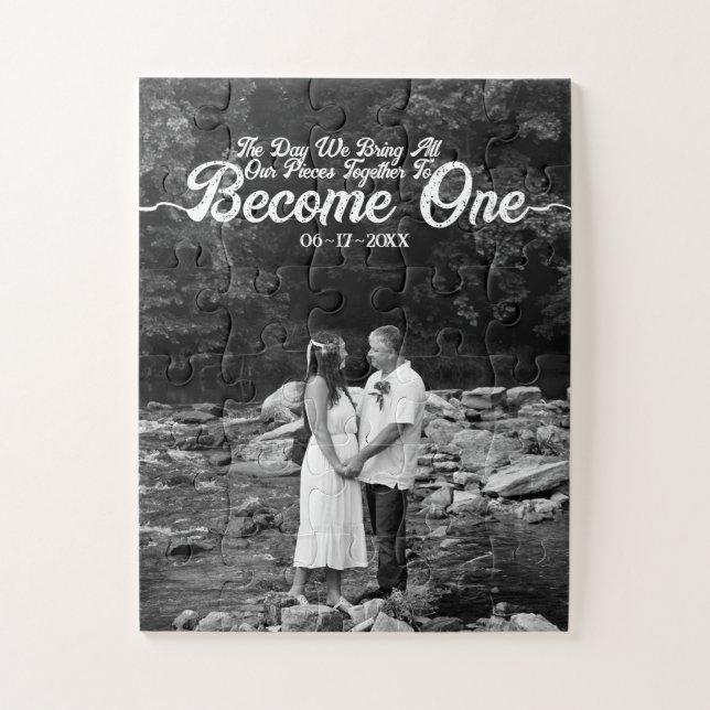 Custom Foto Unity Wedding Black & White Puzzle (Vertikal)