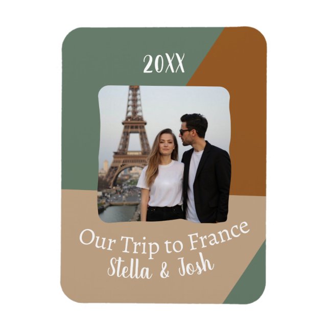 Custom Foto Unsere Reise nach Frankreich Souvenir Magnet (Vertikal)