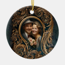 Custom Foto Verziertes Design Weihnachtsanhänger Keramik Ornament